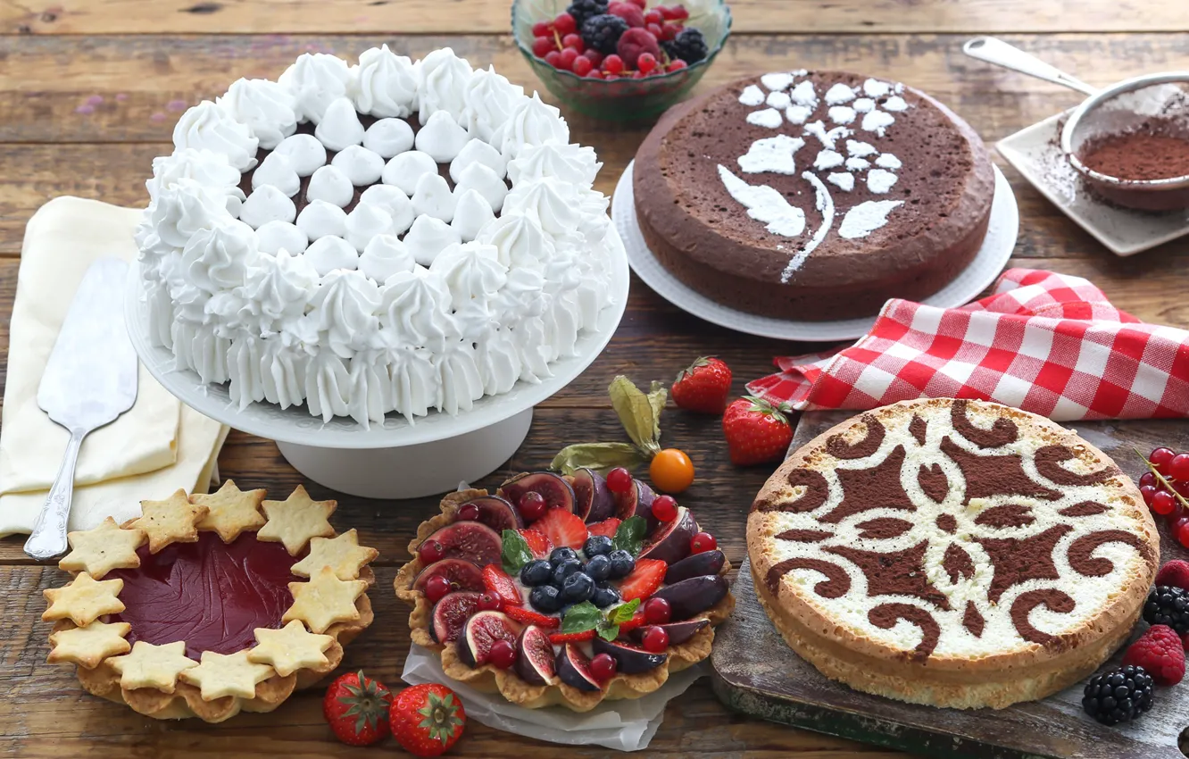 Фото обои ягоды, торт, десерт, выпечка, декор