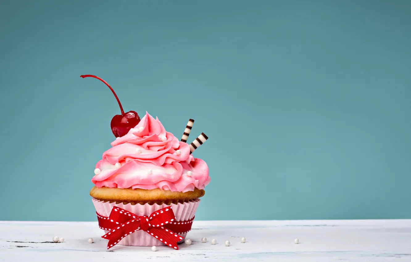 Фото обои бантик, cake, крем, Happy Birthday, pink, sweet, cupcake, кекс