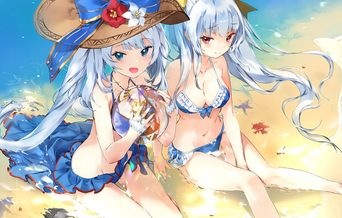 Фото обои пляж, Девушки, Мяч, Лето, Fate / Grand Order