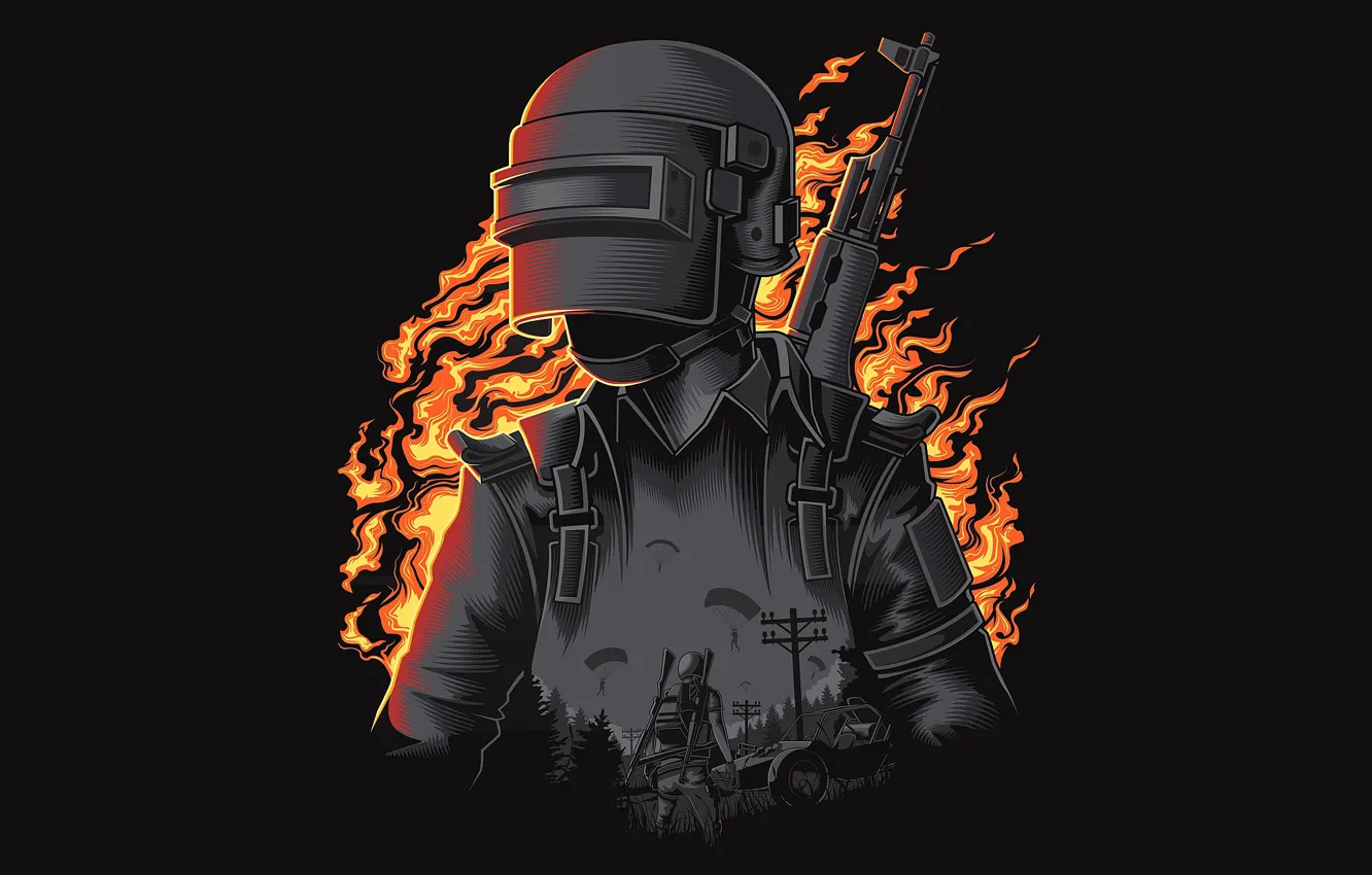 Фото обои фон, солдат, шлем, PlayerUnknown's Battlegrounds