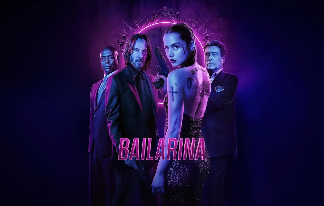 Фото обои Кино, Movies, Keanu Reeves, Боевик, Ballerina, John Wick, Ana de Armas, Экшен