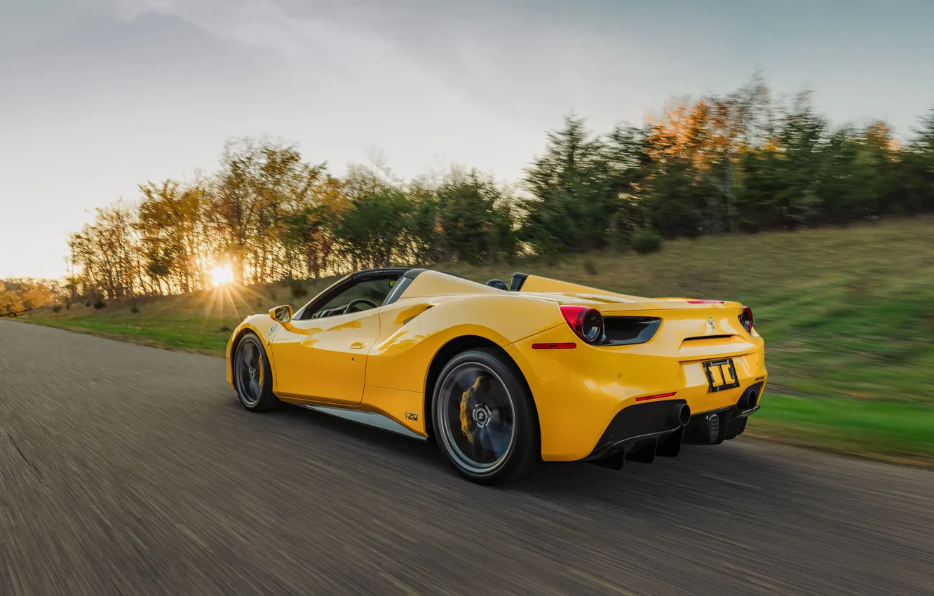 Фото обои Ferrari, 2017, 488, Ferrari 488 Spider 70th Anniversary "Bold Yellow"