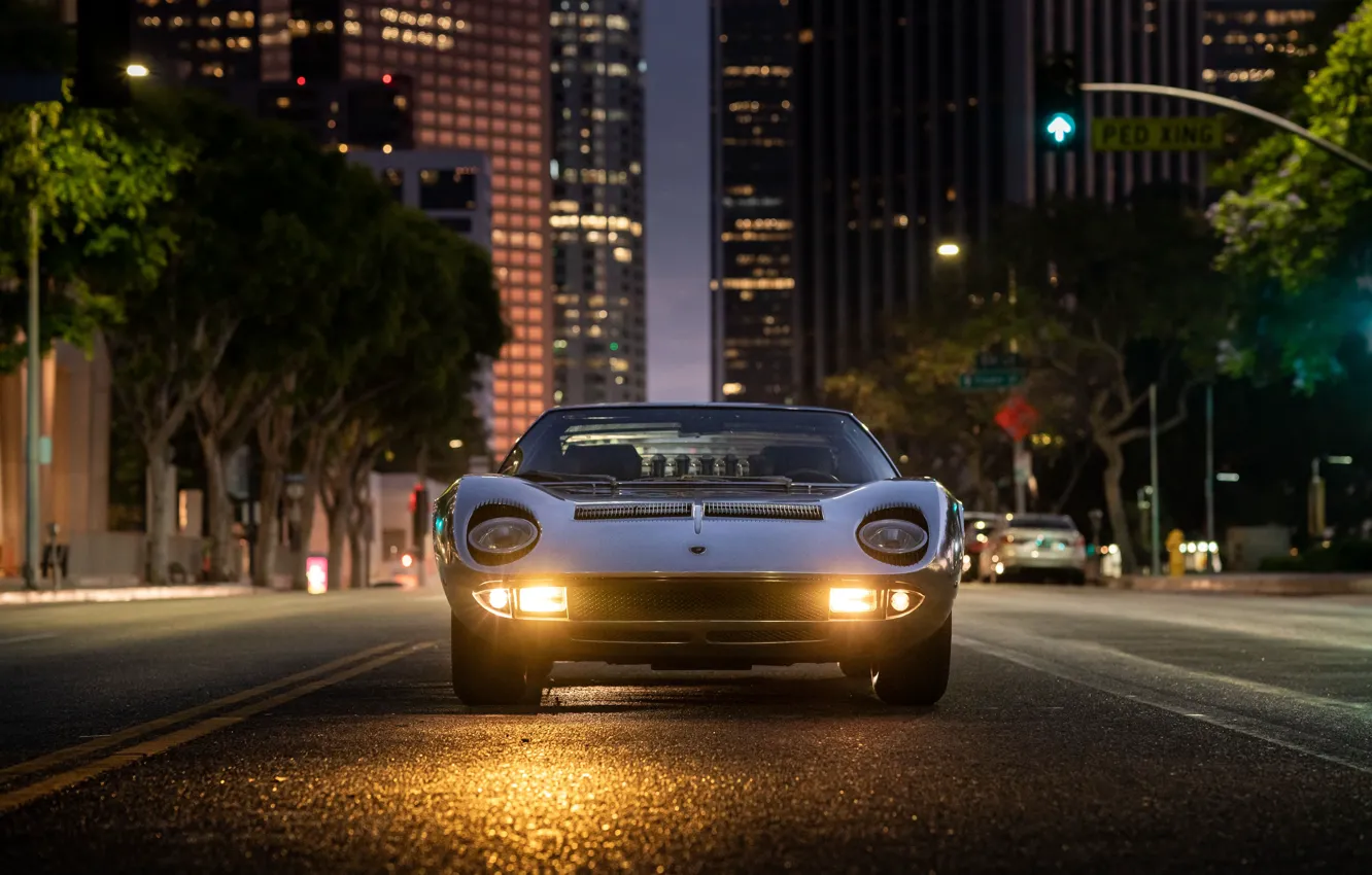 Фото обои Lamborghini, 1971, front, Miura, Lamborghini Miura P400 S