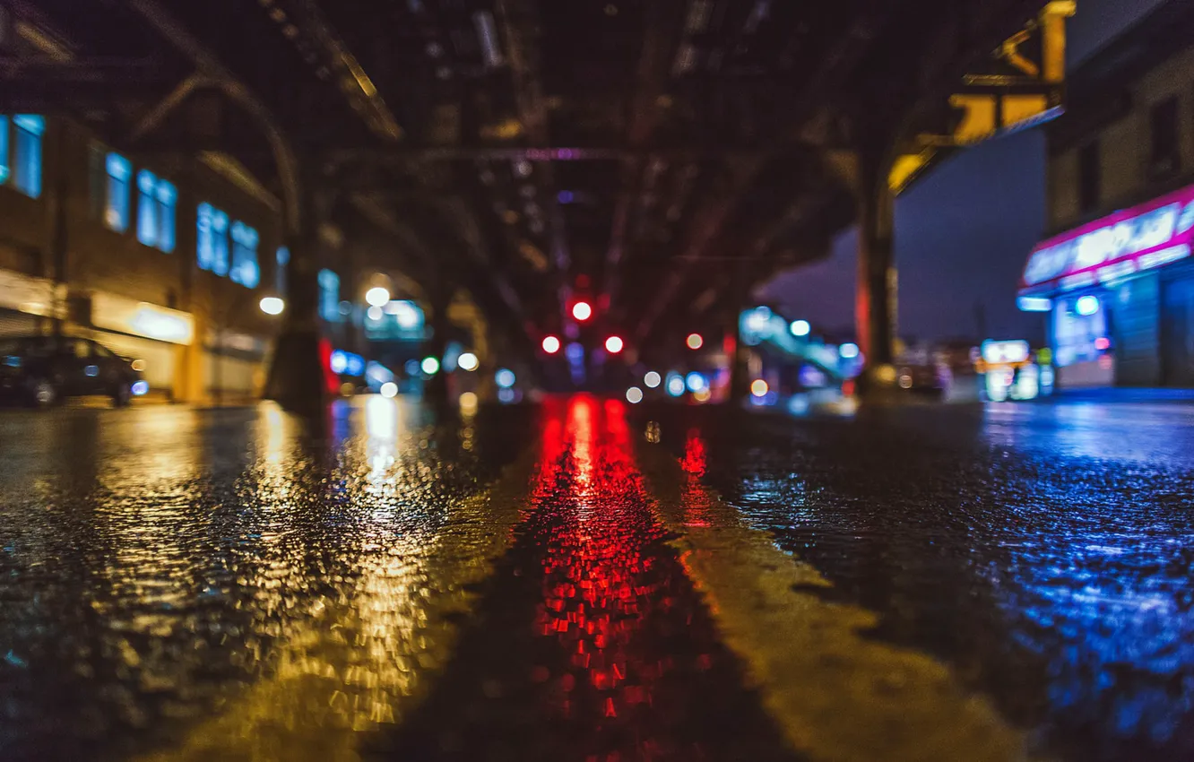 Фото обои city, город, lights, огни, дождь, night, боке, New-York