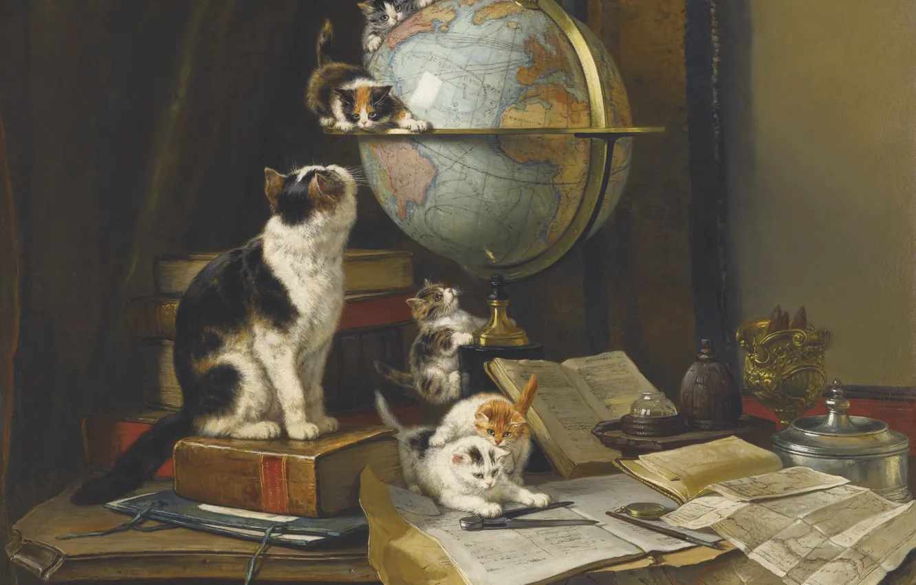 Фото обои Коты, романтизм, Henriëtte Ronner-Knip