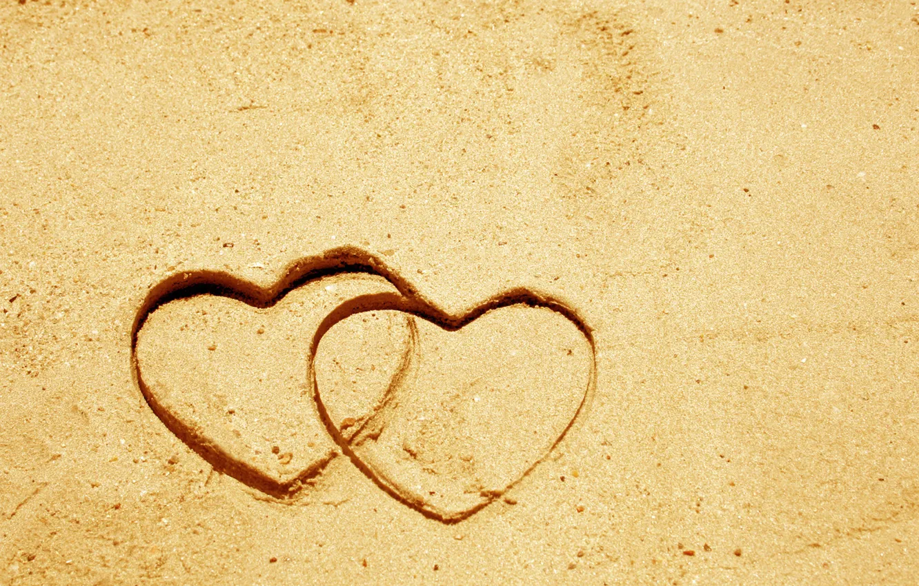 Фото обои песок, настроение, сердце, сердечко