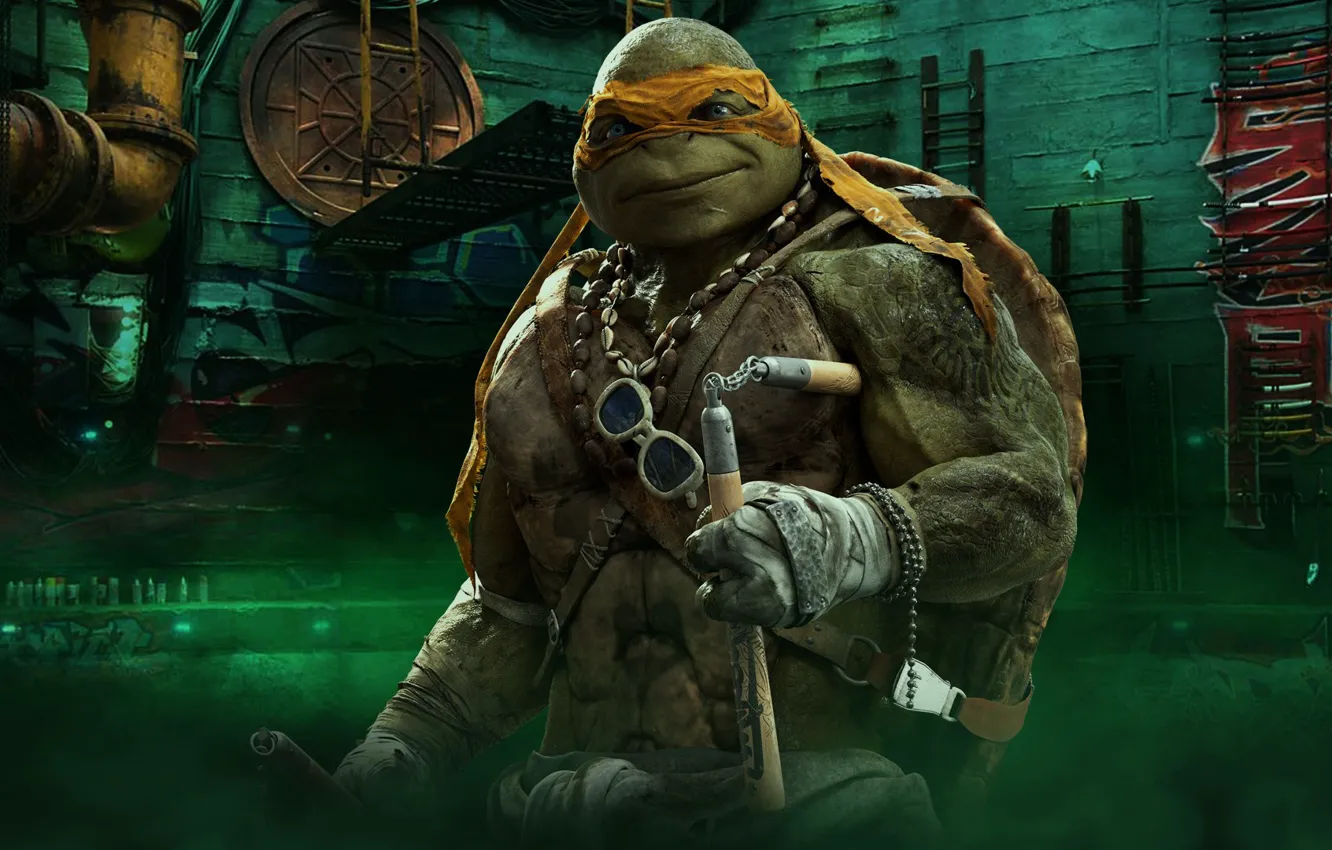 Фото обои cinema, TMNT, movie, Teenage Mutant Ninja Turtles, Michelangelo, ninja, hero, film