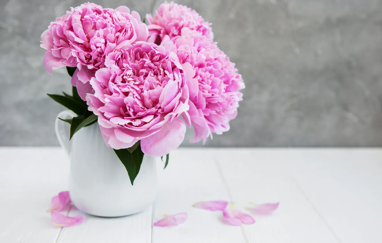 Фото обои цветы, розовые, wood, pink, flowers, пионы, peonies