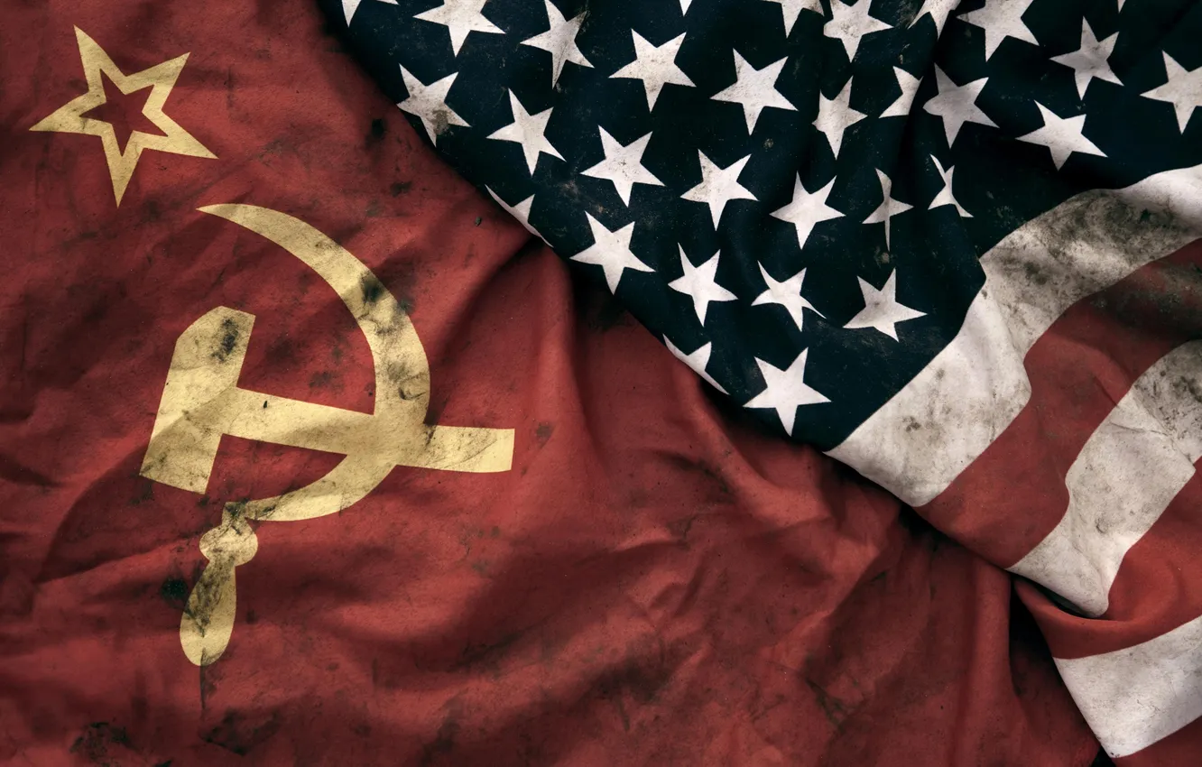 Фото обои Флаг, USA, USSR, Flag, USSR USA