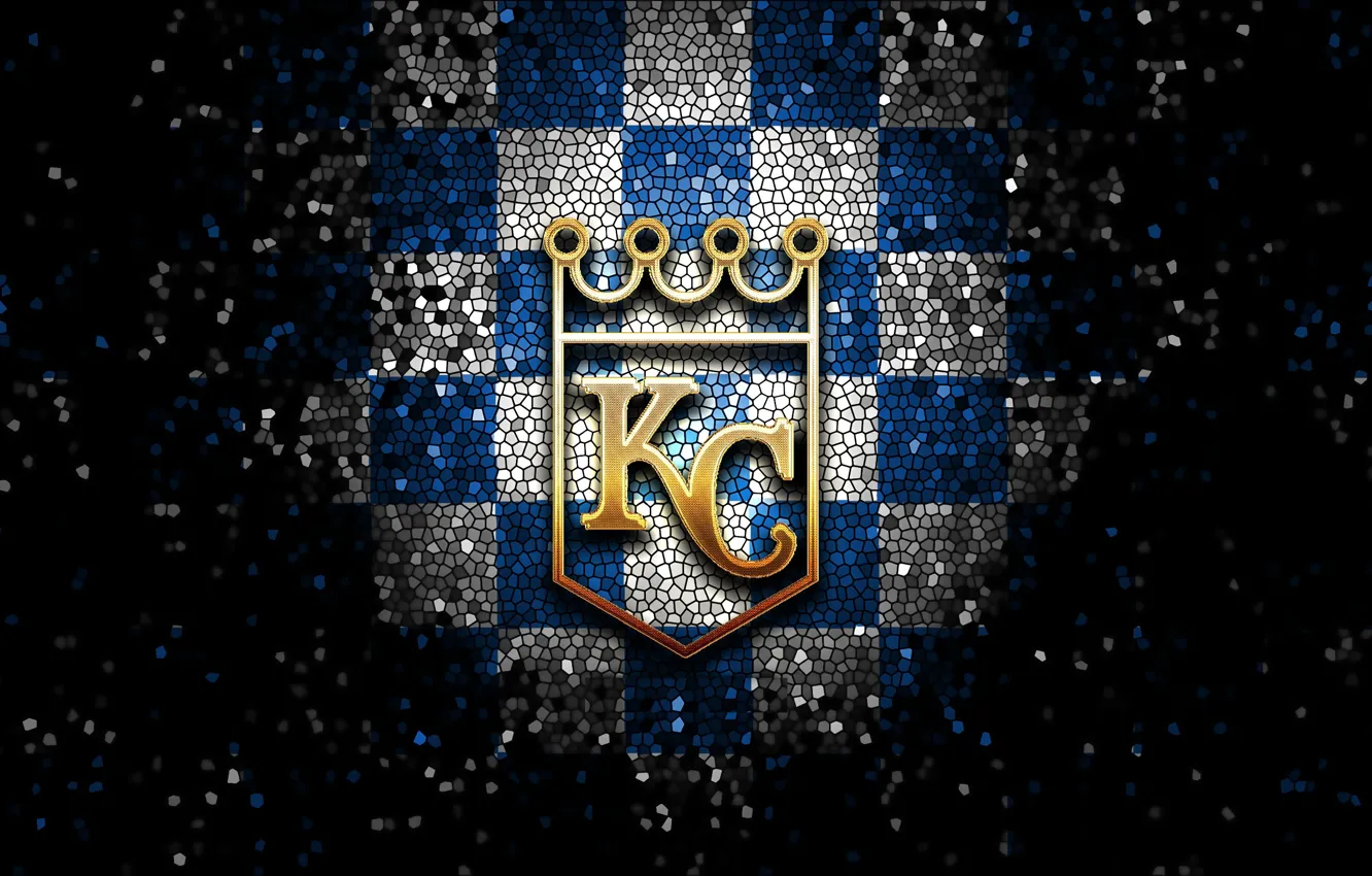 Фото обои wallpaper, sport, logo, baseball, glitter, checkered, MLB, Kansas City Royals