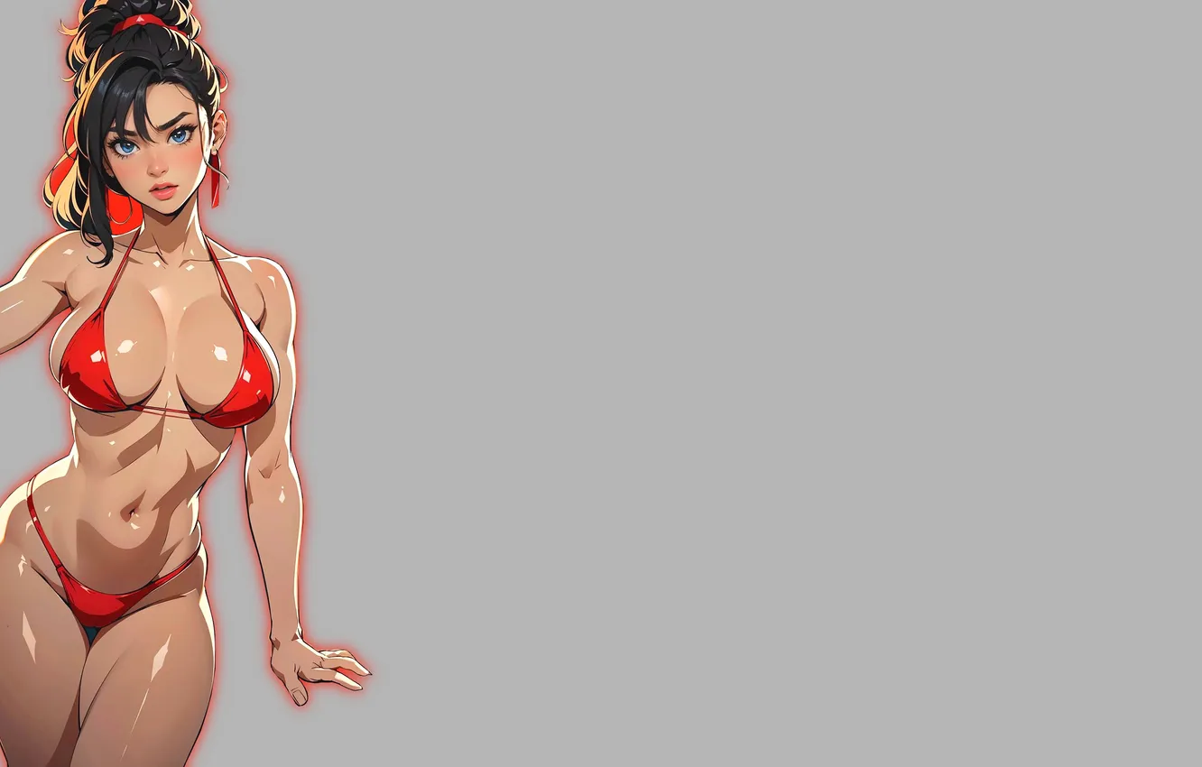 Фото обои girl, sexy, boobs, anime, pretty, breasts, babe, bikini