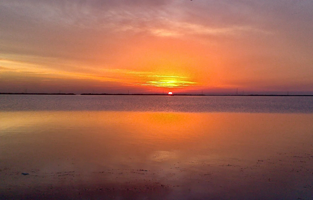 Фото обои river, sea, sunset, lake, sun, rise, shot, manzla