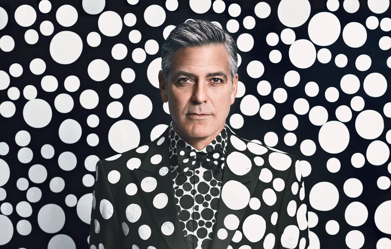 Фото обои портрет, фотограф, актёр, горошины, George Clooney, Emma Summerton