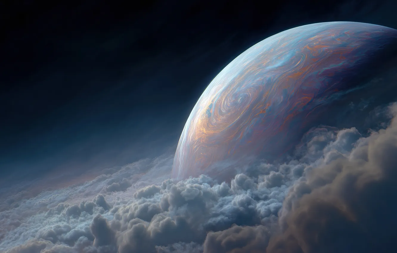 Фото обои space, clouds, planet