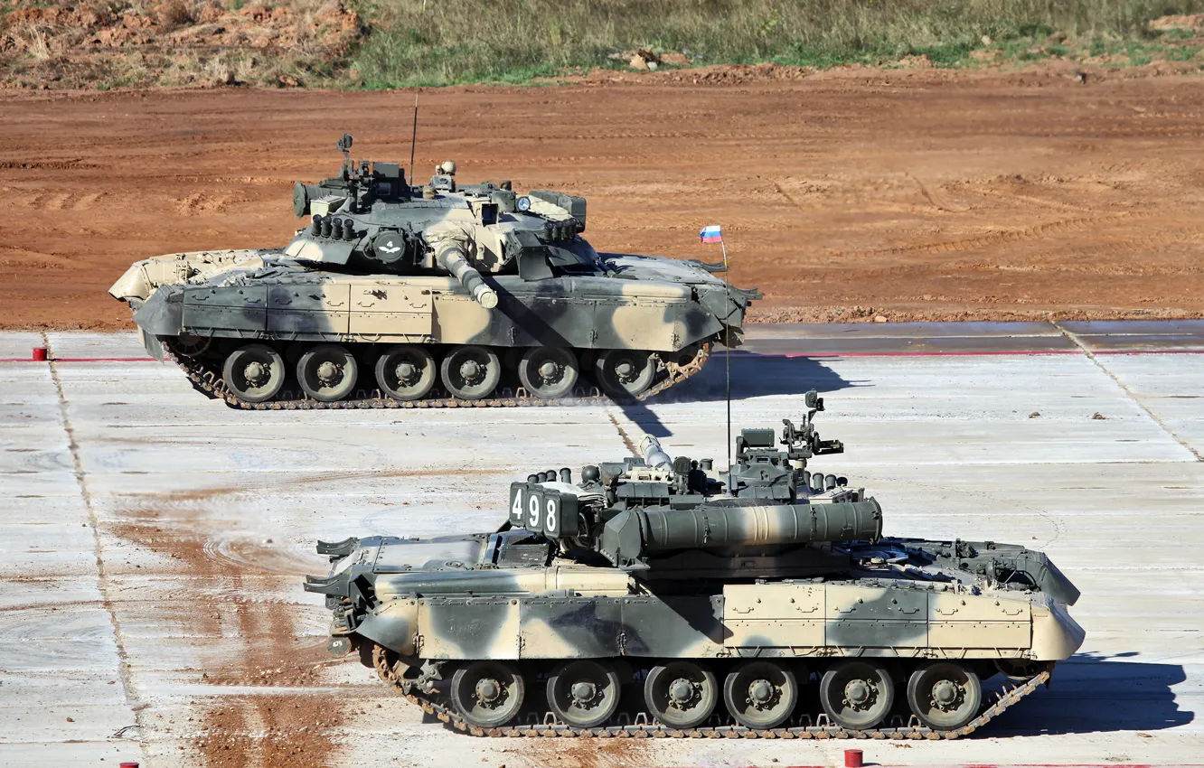Фото обои Т-80У, на танковом биатлоне 2013 году, основной боевой танк России