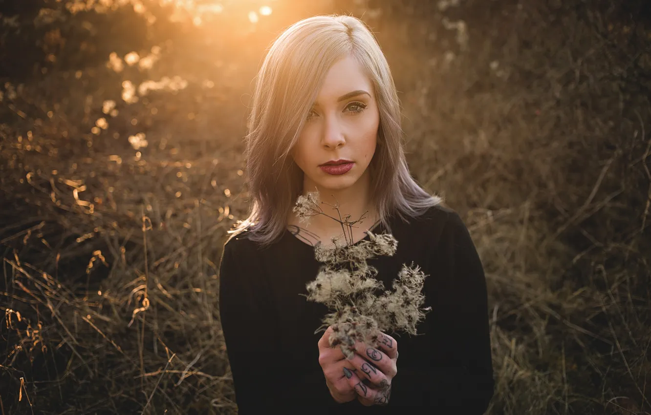 Фото обои Girl, Light, Beautiful, Model, Flowers, Sun, Female, Beauty