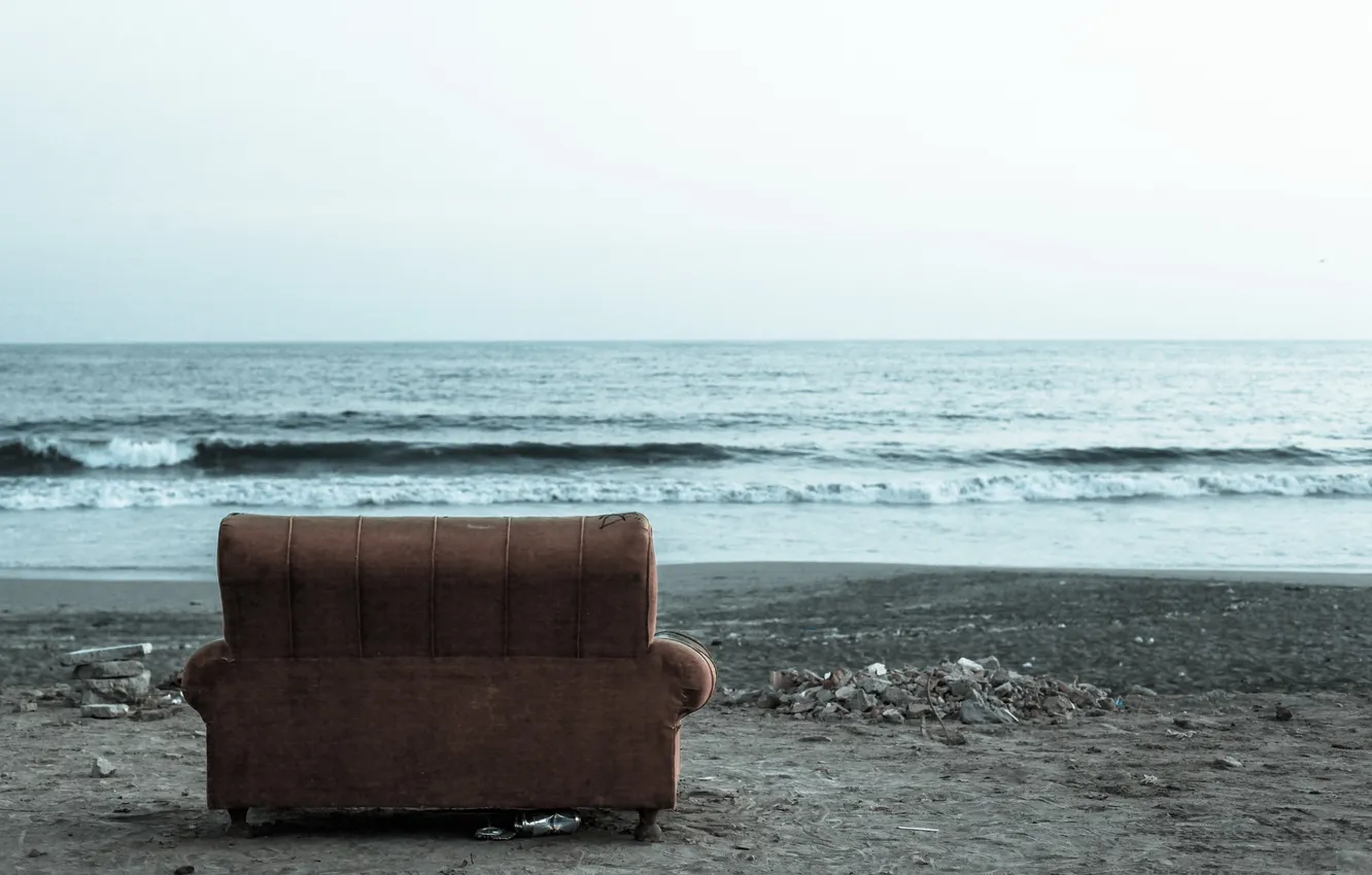 Фото обои море, пейзаж, диван