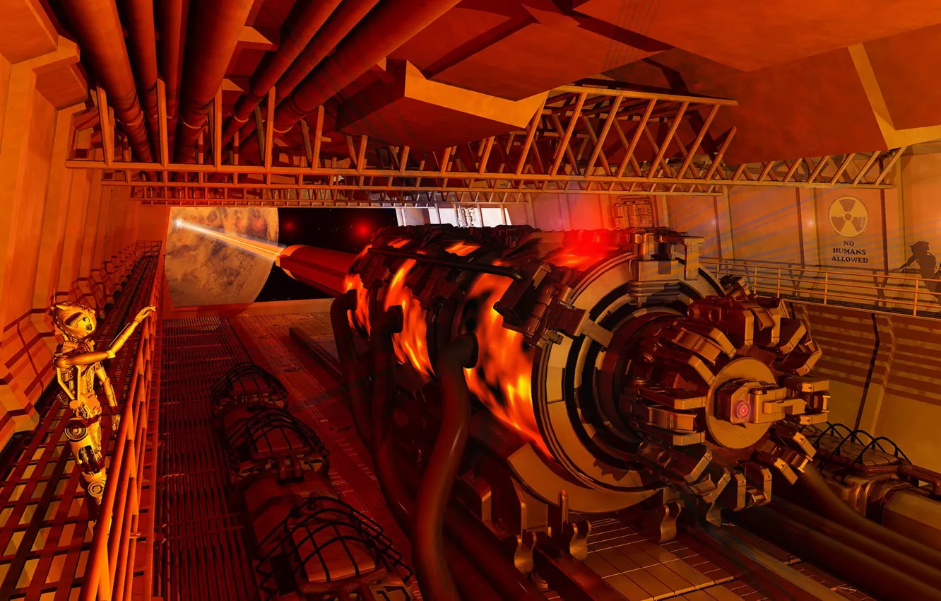 Фото обои лучи, планета, робот, аппаратура, Planet Killer