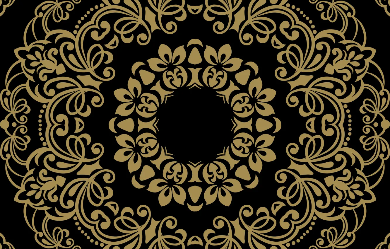 Фото обои фон, черный, золотой, орнамент, pattern, ornament, seamless