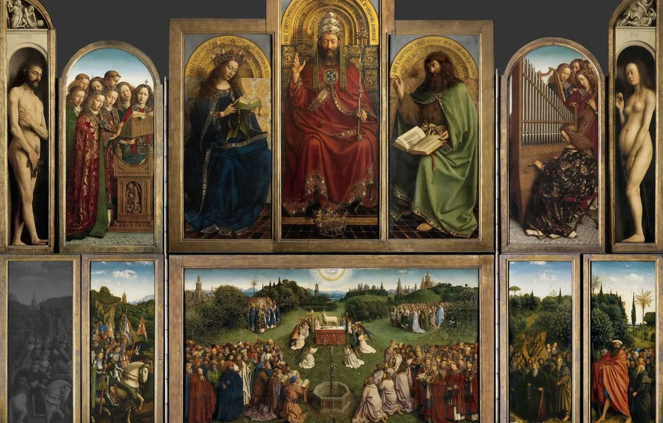Фото обои Иисус, Мария, Ева, Адам, Святые