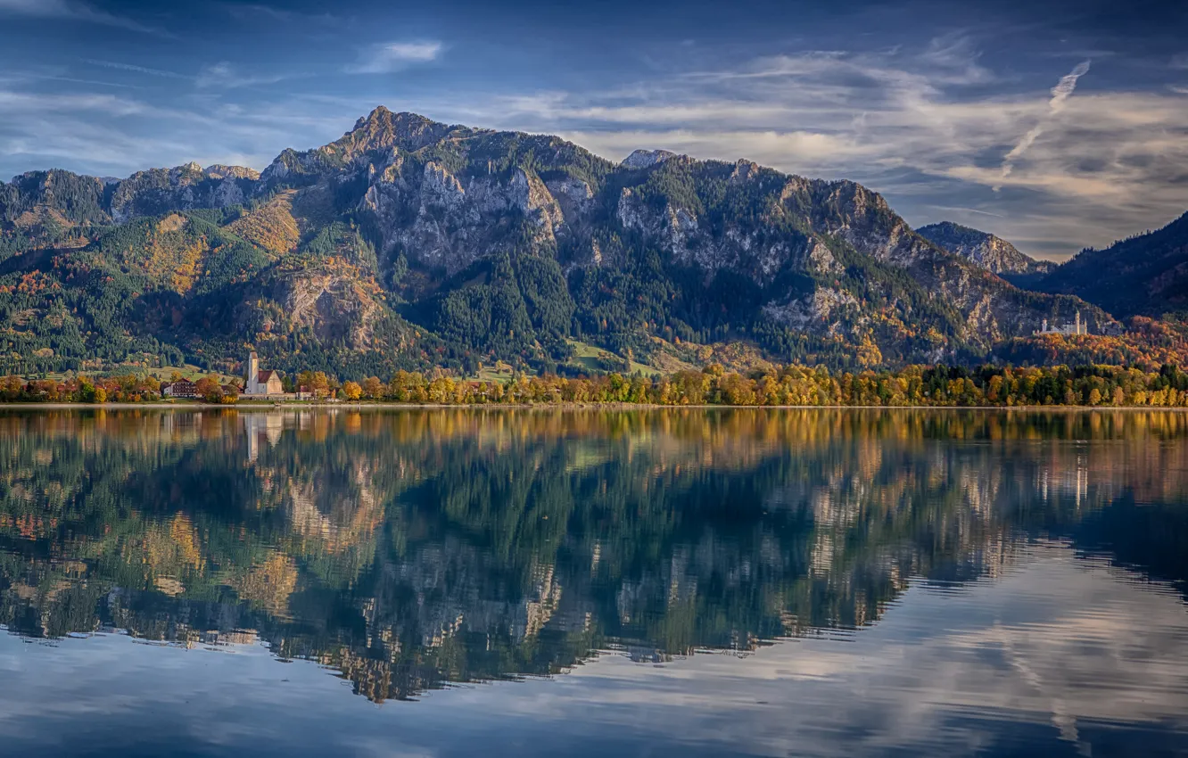 Фото обои горы, отражение, Германия, Бавария, Альпы, Germany, Bavaria, Alps