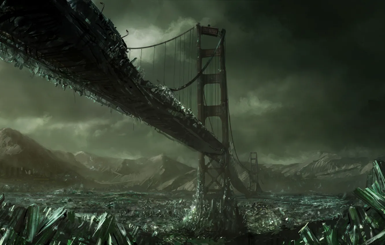 Фото обои мост, кристалы, Command & Conquer, Тибериум