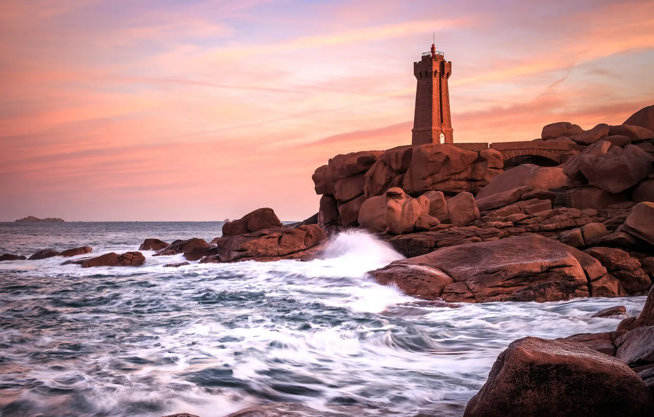 Фото обои sunrise, bretagne, cote de granite rose