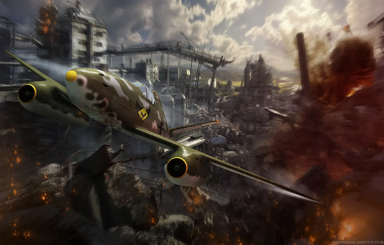 Фото обои самолет, разрушения, aviation, авиа, MMO, Wargaming.net, World of Warplanes, WoWp