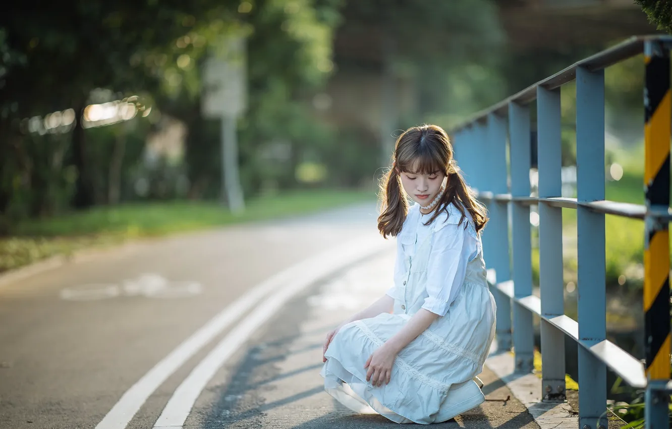 Фото обои улица, девочка, азиатка