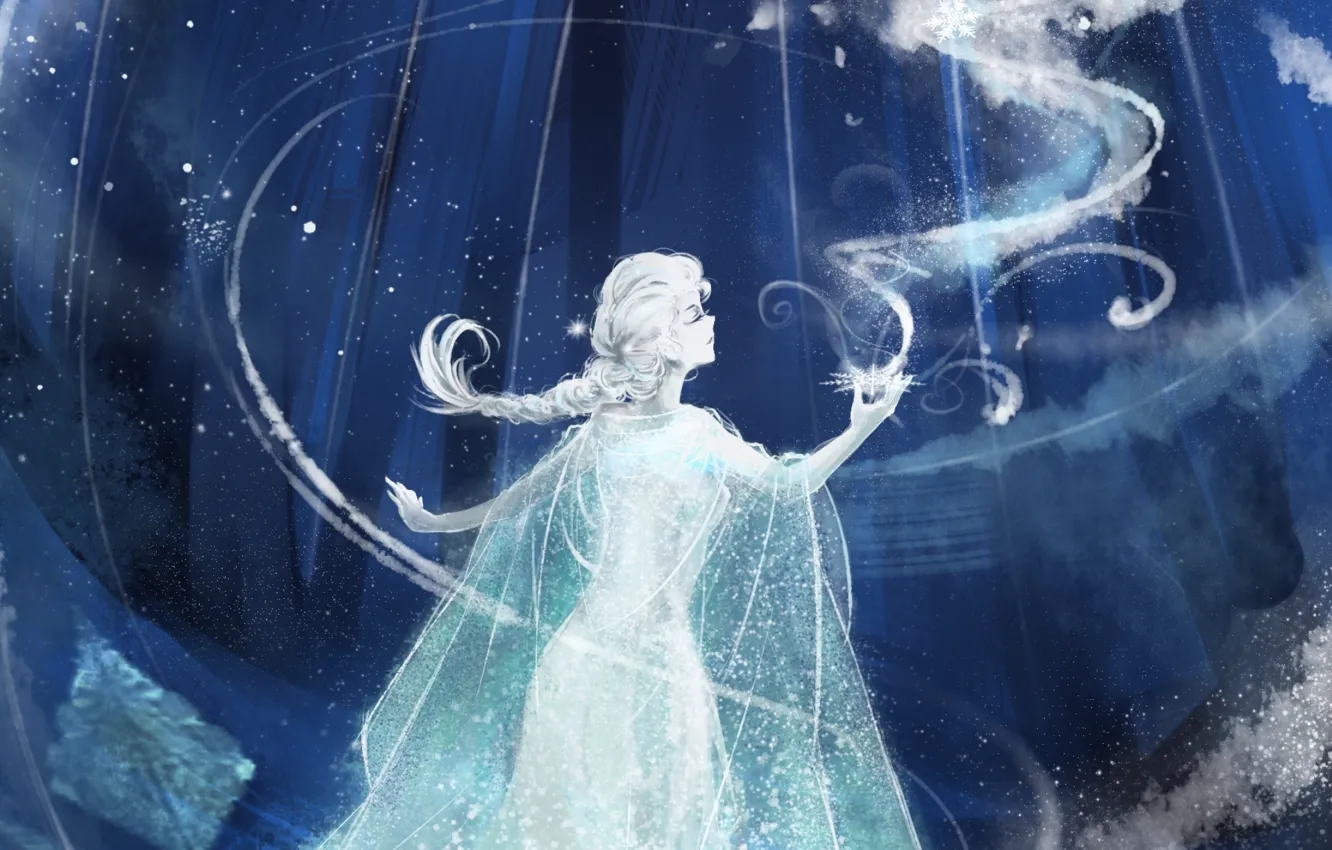 Фото обои девушка, снег, арт, Frozen, Elsa, Эльза, Холодное сердце