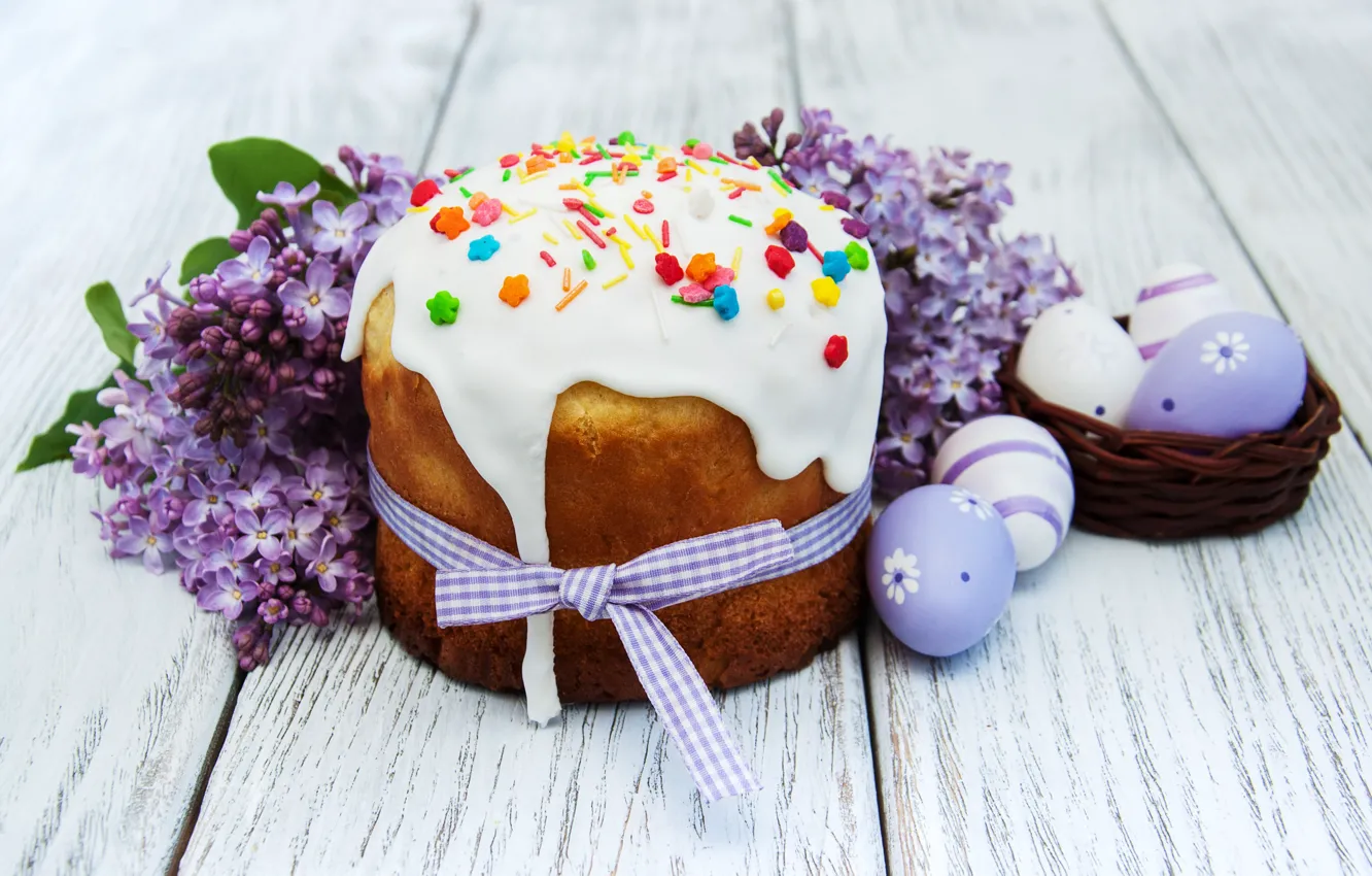 Фото обои цветы, яйца, весна, colorful, Пасха, happy, cake, кулич