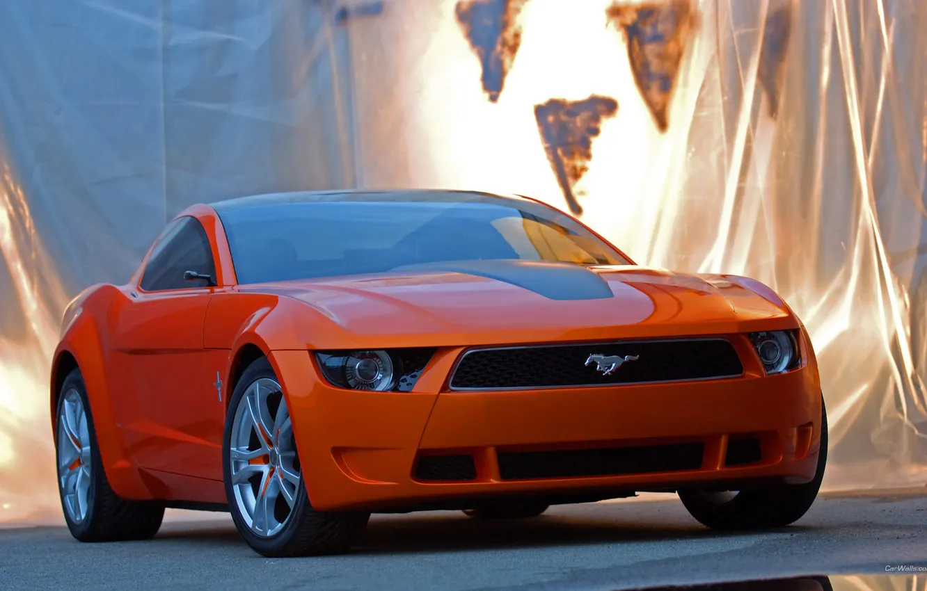 Фото обои авто, оранжевый, Ford, Mustang - Giugiaro