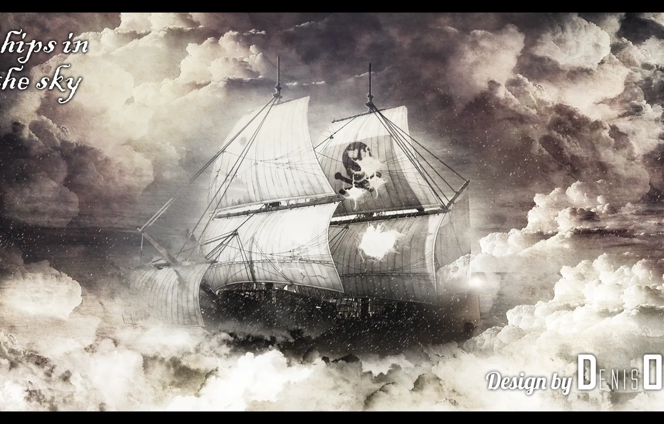 Фото обои небо, корабль, sky, the, photoshop, ships, denisoff
