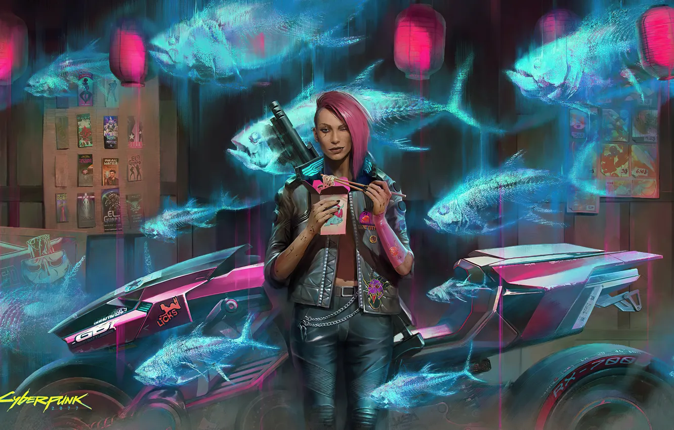Фото обои girl, rpg, video game, night city, CD Projekt RED, Cyberpunk 2077, Cyberpunk, redhair