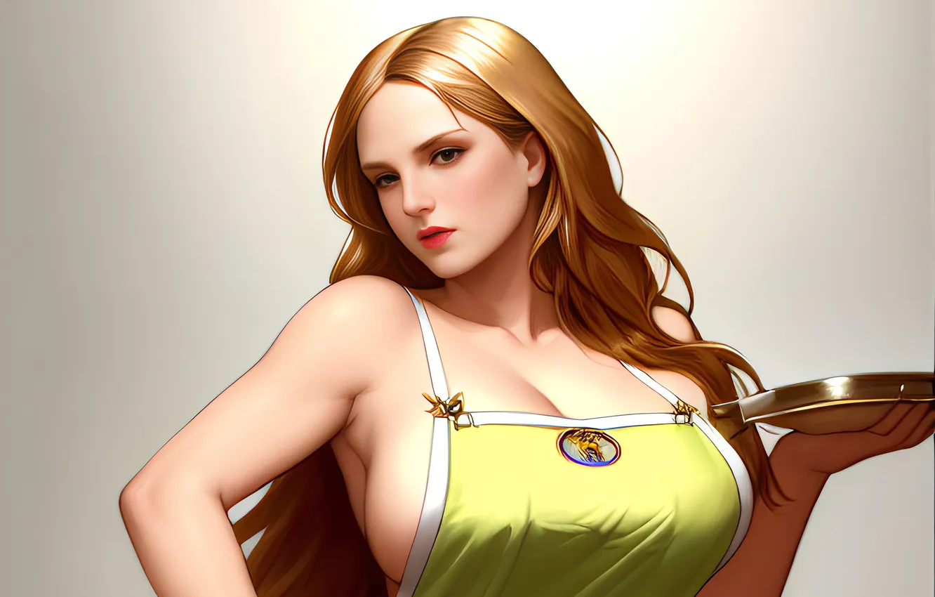 Фото обои girl, sexy, cleavage, long hair, boobs, anime, beautiful, pretty
