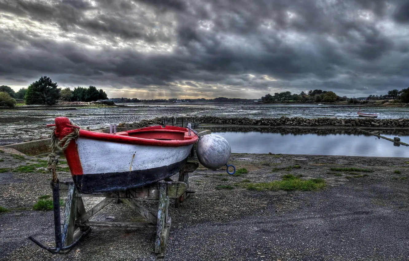 Фото обои пейзаж, лодка, France, Brittany, Ste.-Hélène