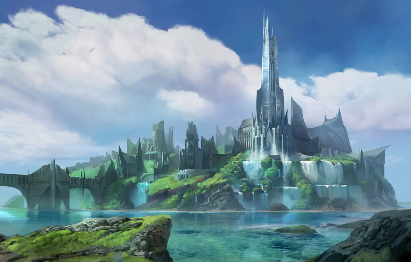 Фото обои мост, замок, Fantasy City, Rise to the Throne
