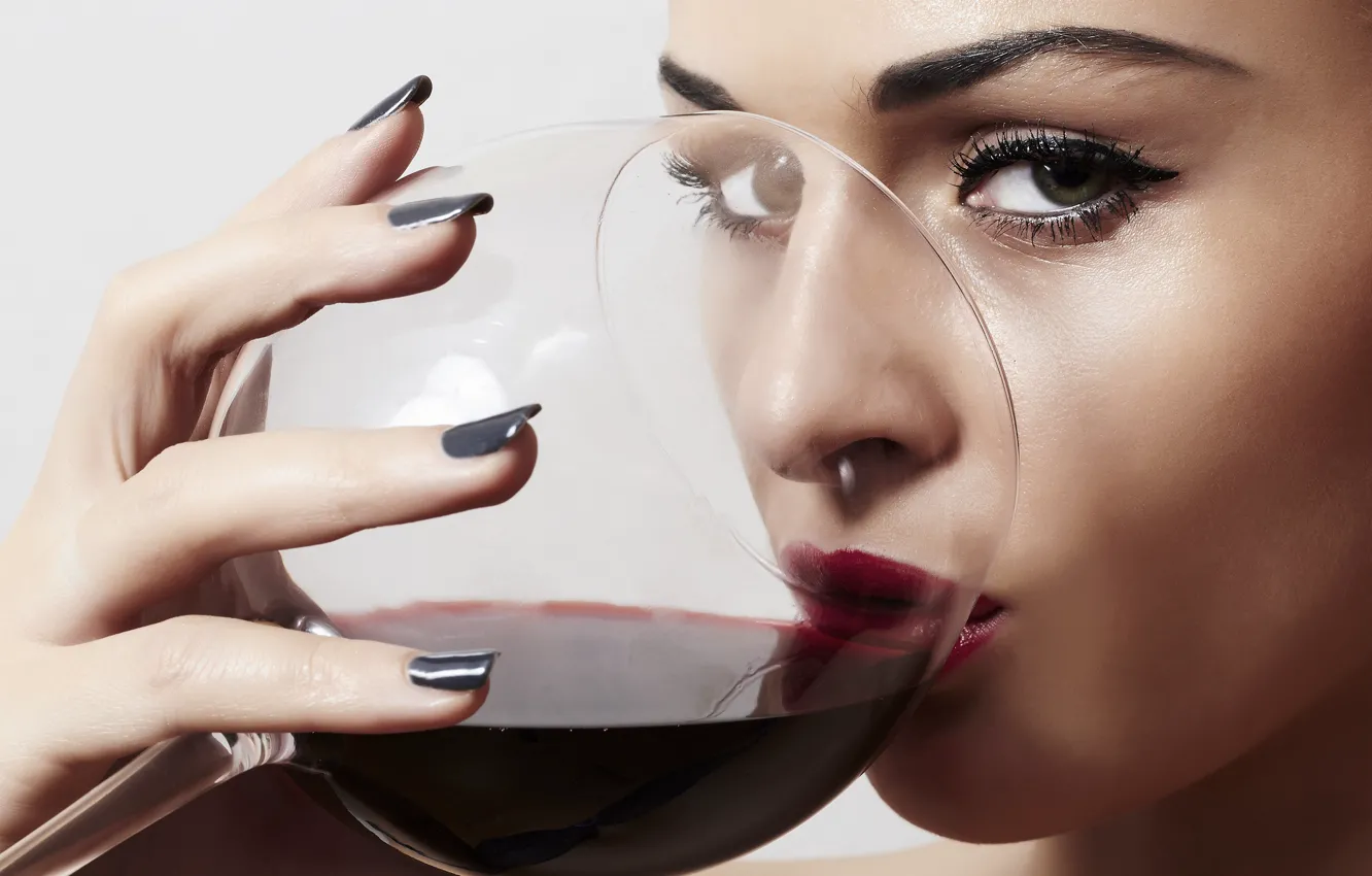 Фото обои Glass, Woman, Tasting, Glass of Wine