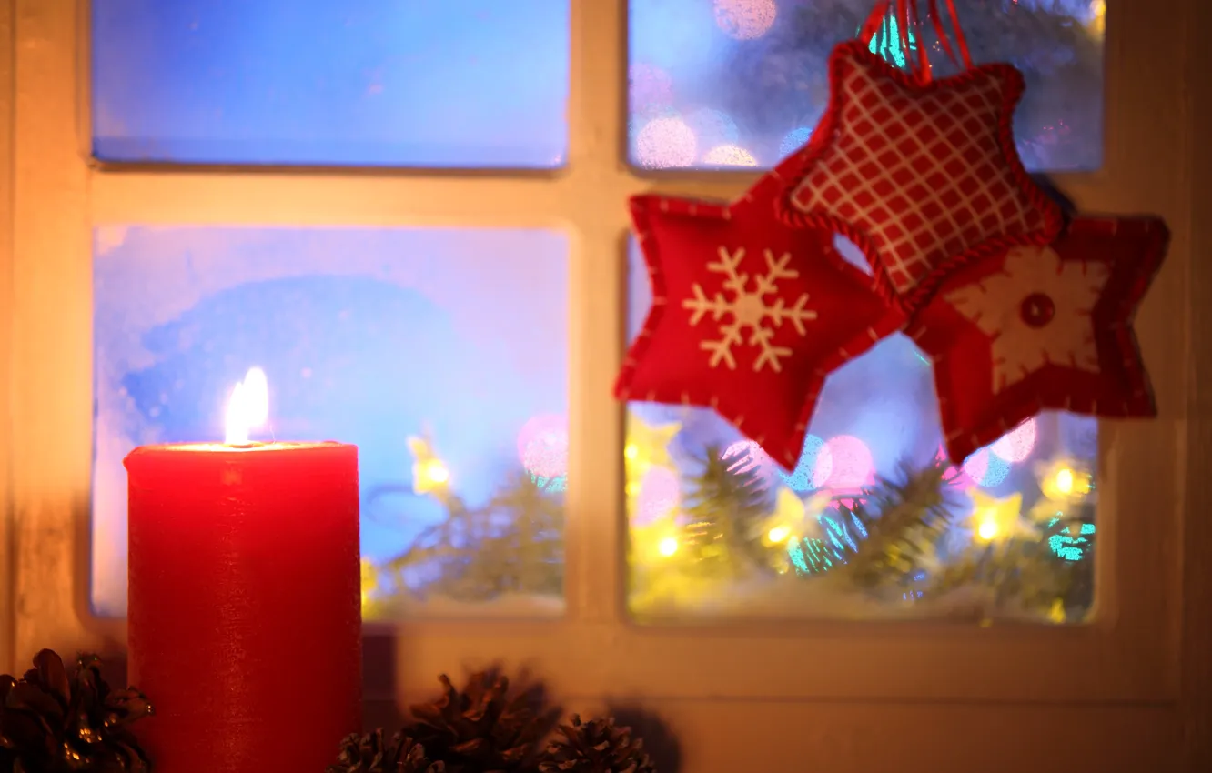 Фото обои зима, снег, Новый Год, Рождество, light, Christmas, window, Xmas