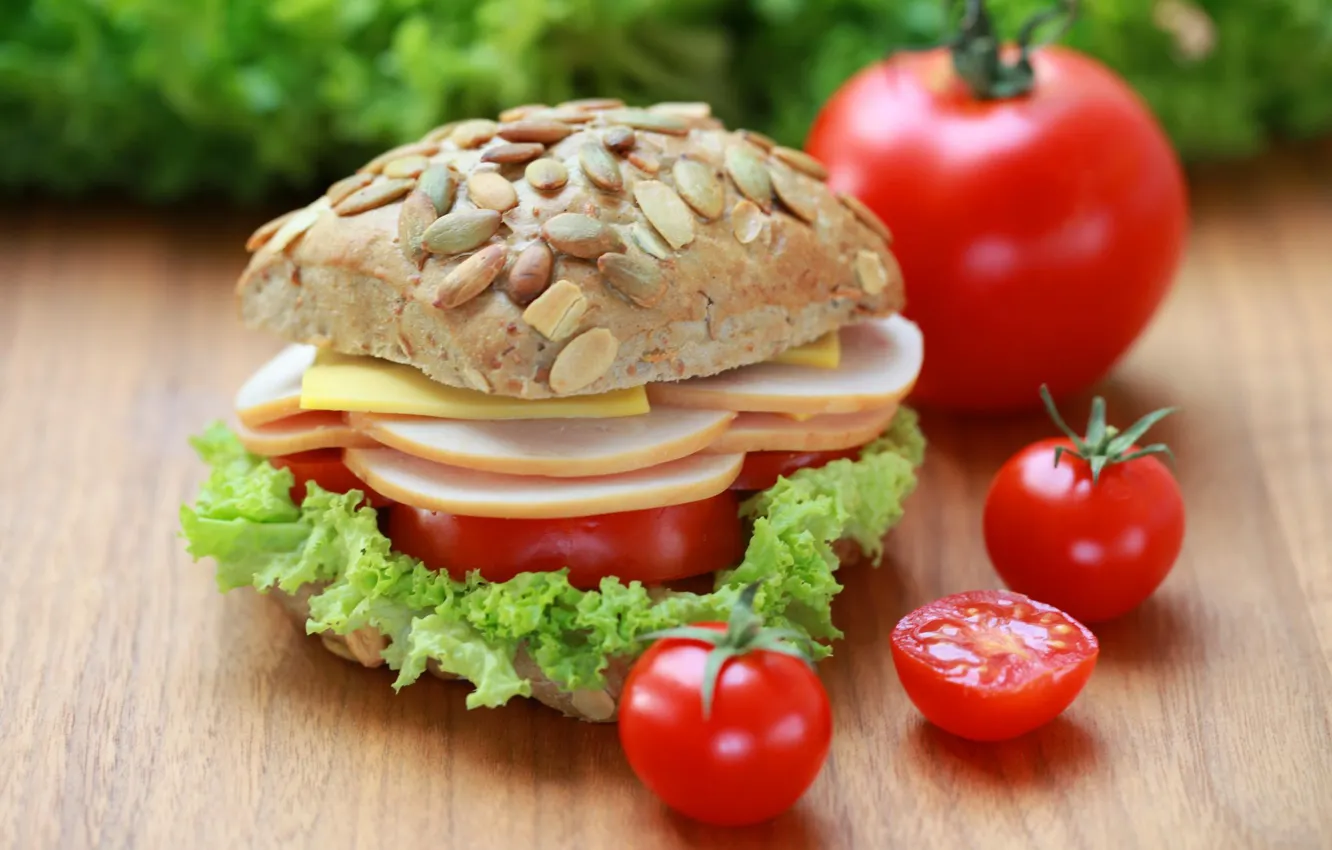 Фото обои еда, помидор, гамбургер