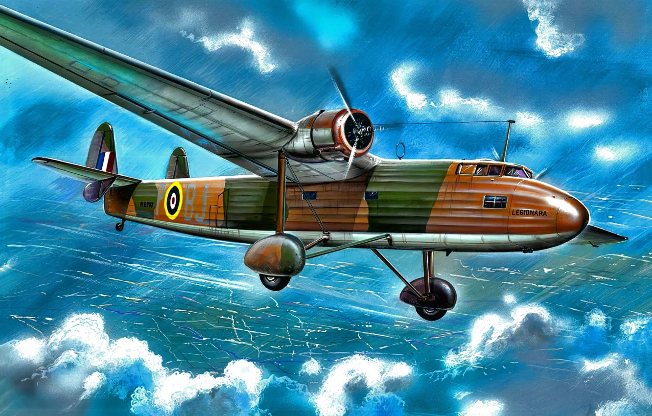 Фото обои war, art, airplane, aviation, ww2, Handley Page H. P. 54 Harrow