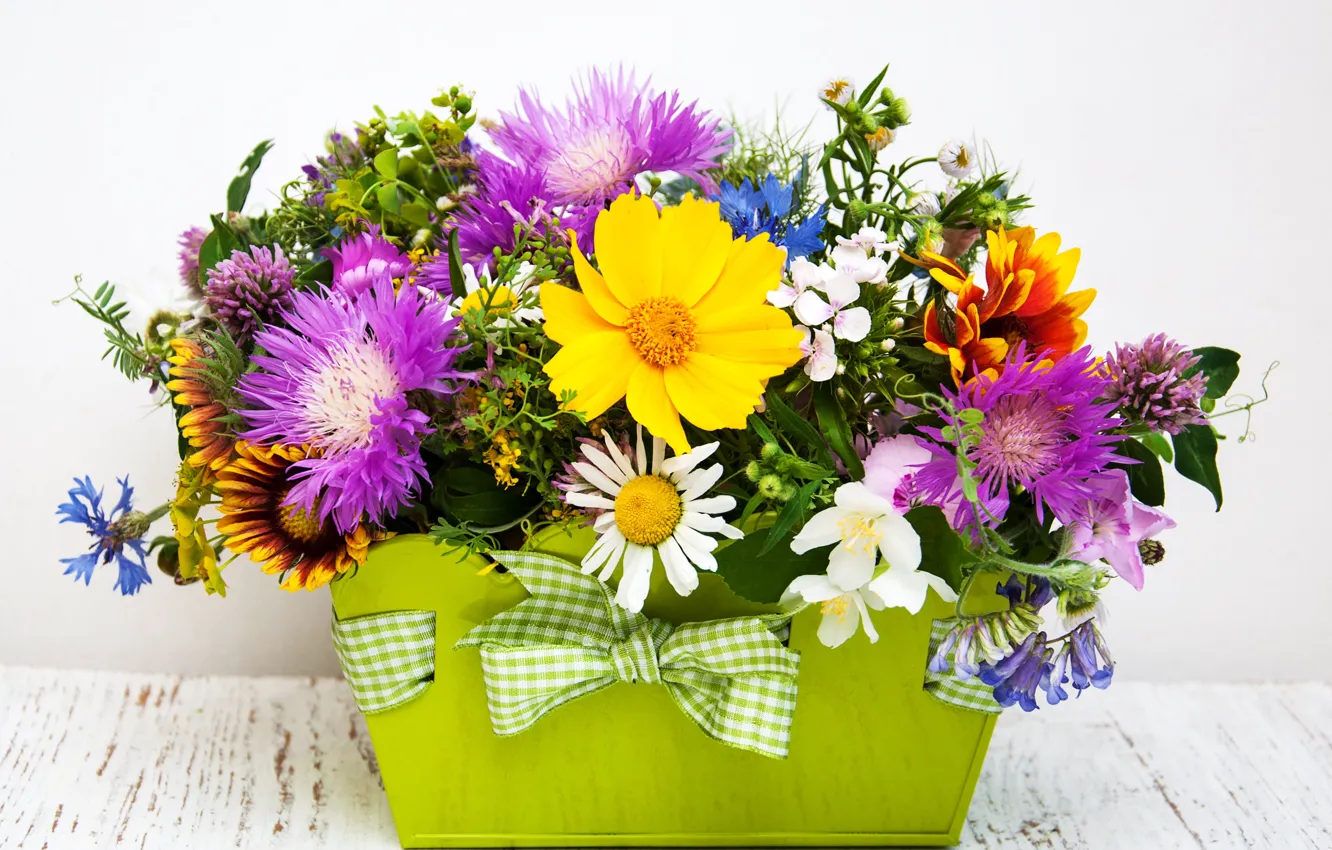 Фото обои лето, цветы, букет, полевые, Olena Rudo