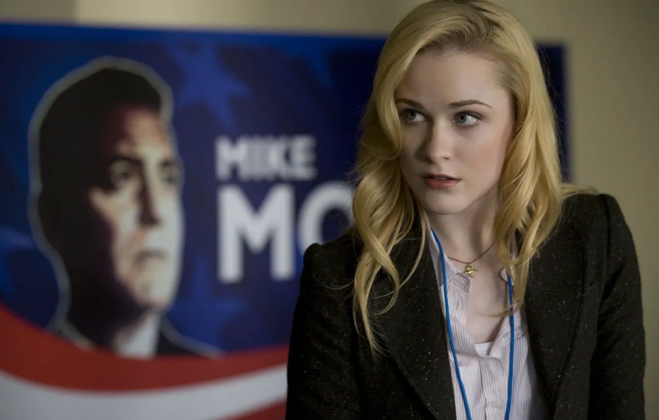 Фото обои внимательный взгляд, Ивэн Рэйчел Вуд (Evan Rachel Wood), Стажерка Molly Stearns, «The Ides of March» …