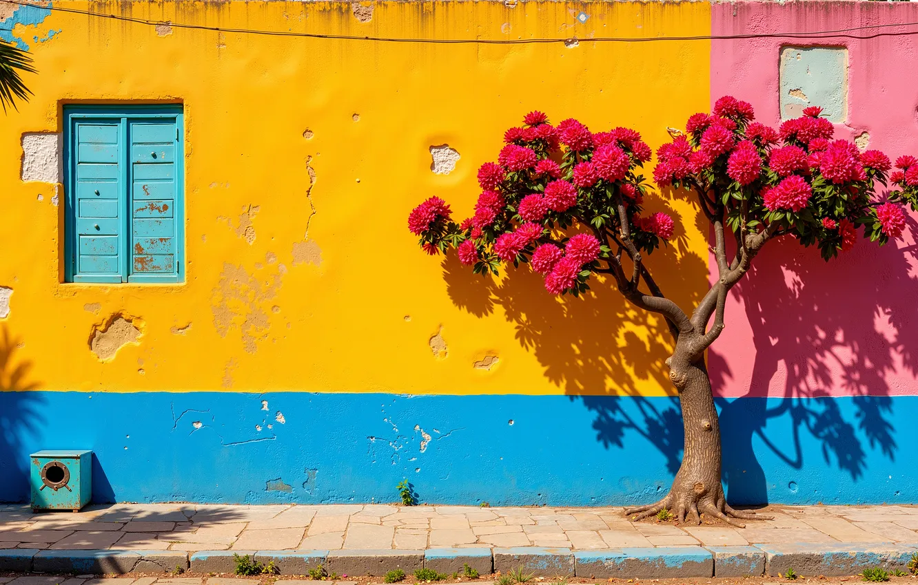 Фото обои wall, tree, Colors