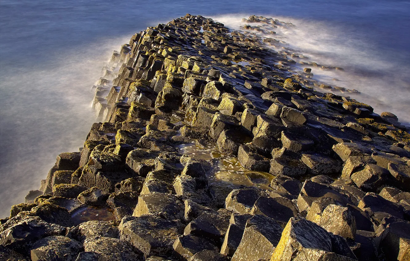 Фото обои скала, Северная Ирландия, базальт, Мостовая гигантов
