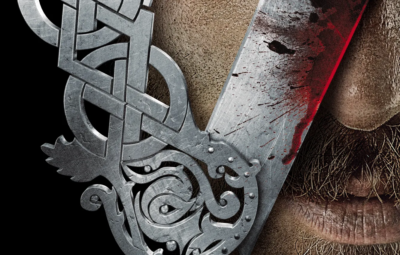 Фото обои металл, черный, кровь, сериал, Vikings, Викинги
