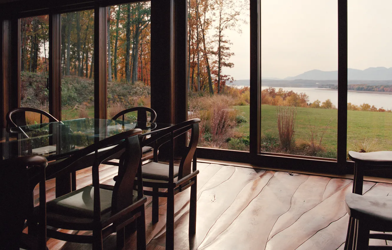 Фото обои New York, home, Hudson, furniture, dining, black walnut flooring