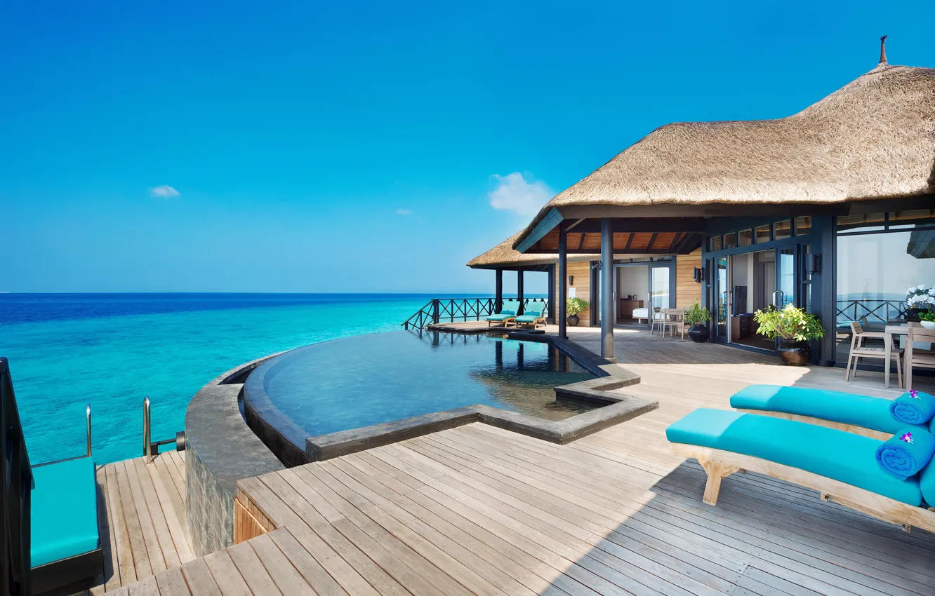Фото обои ocean, Maldives, bedroom, suites, JA-Manafaru Grand, Infinity pool