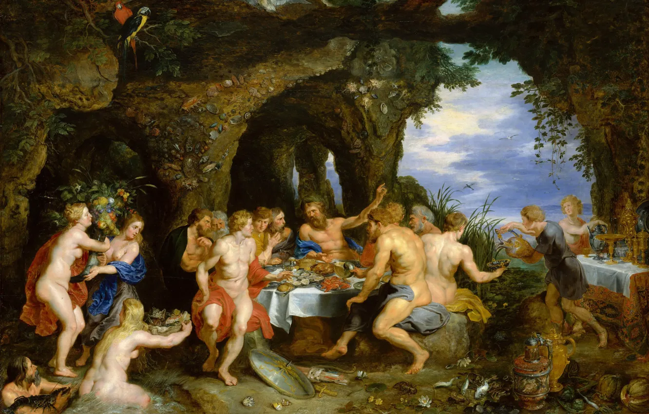 Фото обои картина, Питер Пауль Рубенс, мифология, Ян Брейгель старший, Праздник Ахела, Pieter Paul Rubens