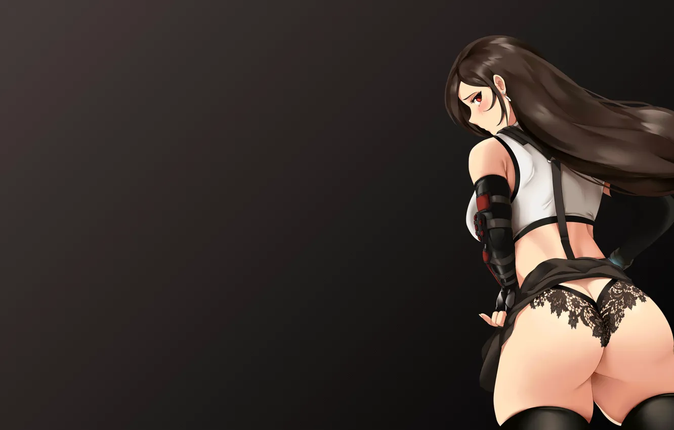 Фото обои ass, long hair, brunette, thighs, Tifa Lockhart, white tops, ass cheeks, thighs together